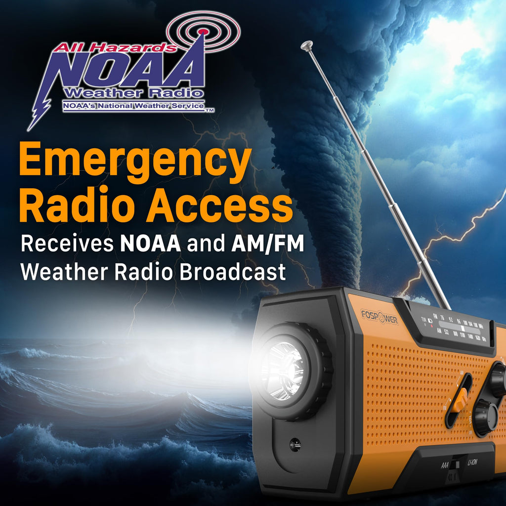 Noodradio met Powerbank, Zonnepaneel en Zwengel – 7400 mWh