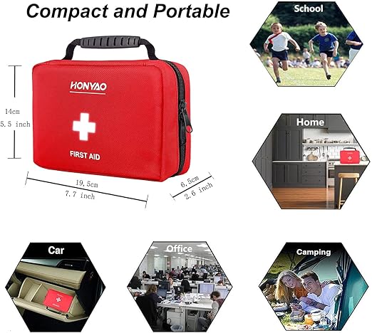Complete EHBO-set 222-delig in rode opbergkit voor thuis, auto en outdoor gebruik