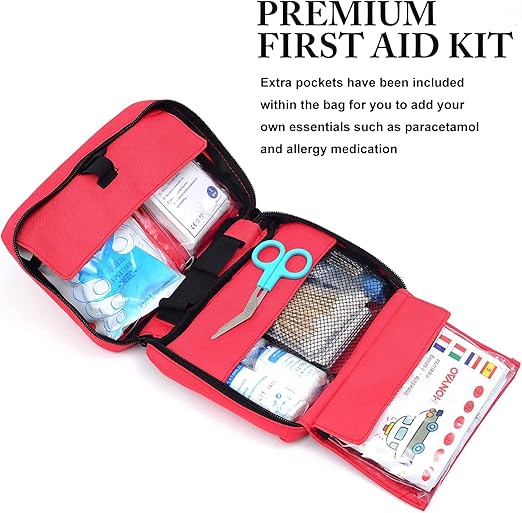 Complete EHBO-set 222-delig in rode opbergkit voor thuis, auto en outdoor gebruik